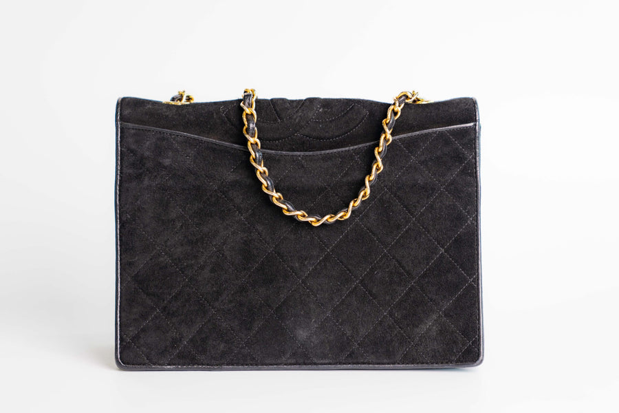 Chanel Vintage Suede Gold Hardware