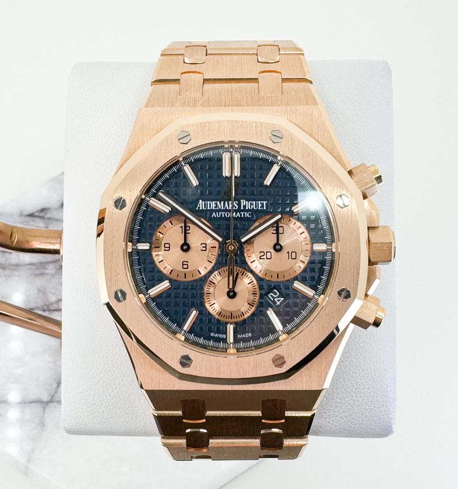 Audemars Piguet Royal Oak Chronograph 41mm 18K Rose Gold Blue Dial 26331OR (Sold)