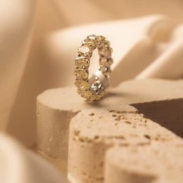 Brilliant 10.98ct Lab Grown Round Yellow Diamond Band in 14k White Gold - photo 2